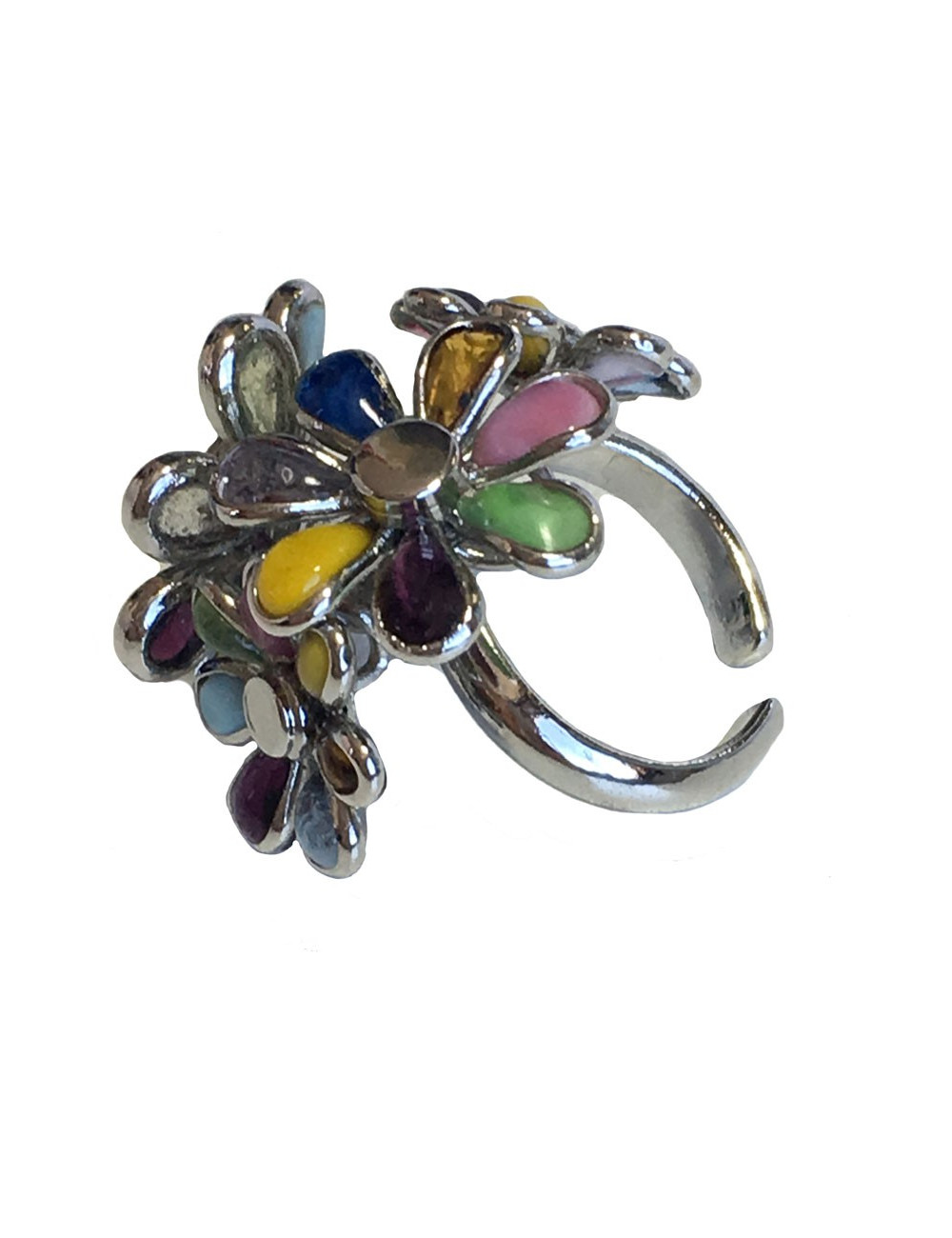 Bague Fleurettes MARGUERITE de VALOIS en pâte de verre multicolore T50
