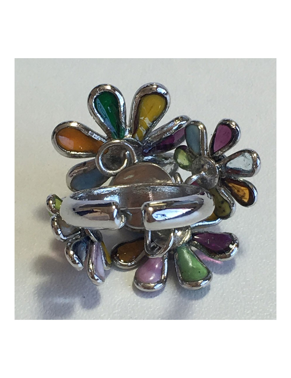 Bague Fleurettes MARGUERITE de VALOIS en pâte de verre multicolore T50