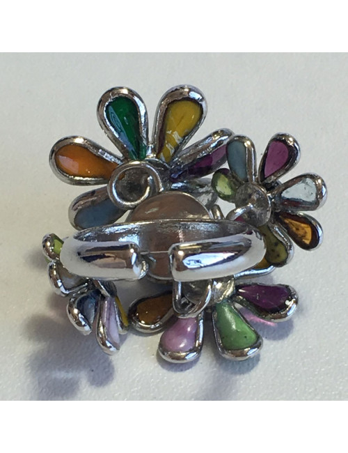 Bague Fleurettes MARGUERITE de VALOIS en pâte de verre multicolore T50