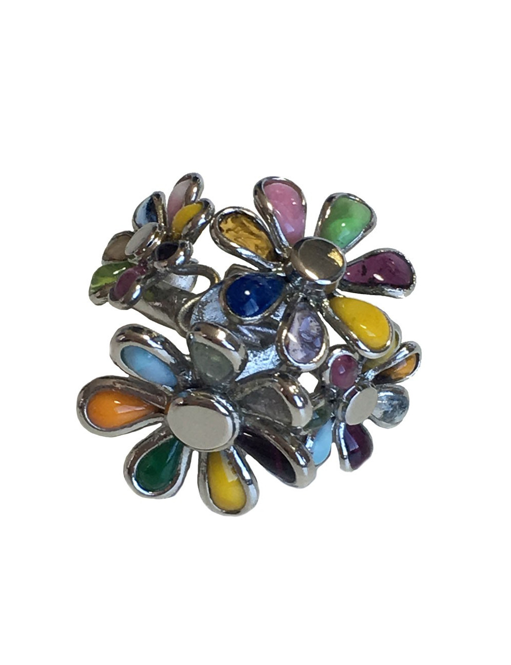 Bague Fleurettes MARGUERITE de VALOIS en pâte de verre multicolore T50