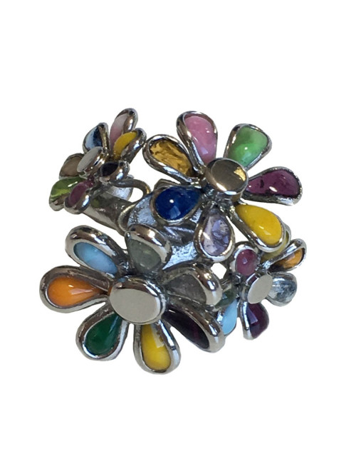 Bague Fleurettes MARGUERITE de VALOIS en pâte de verre multicolore T50