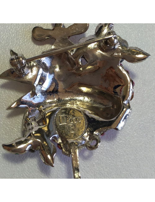 Broche Christian DIOR coeur rose avec brillants