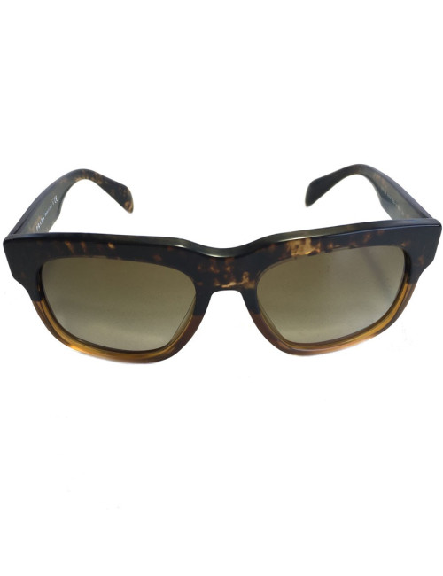 Lunettes de soleil PRADA façon écaille de tortue marron mat