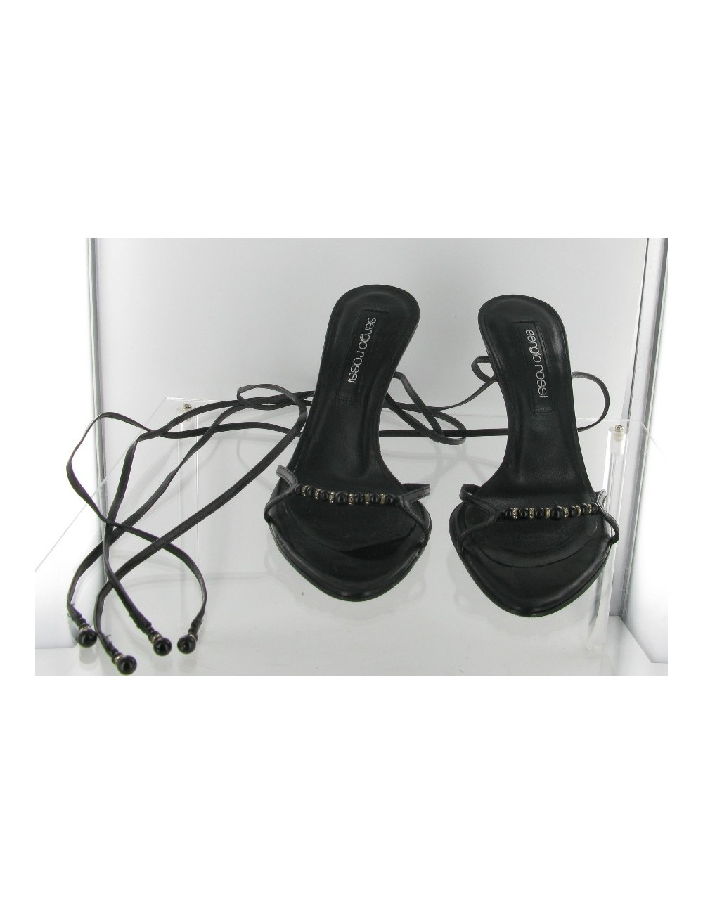 SERGIO ROSSI black leather mules