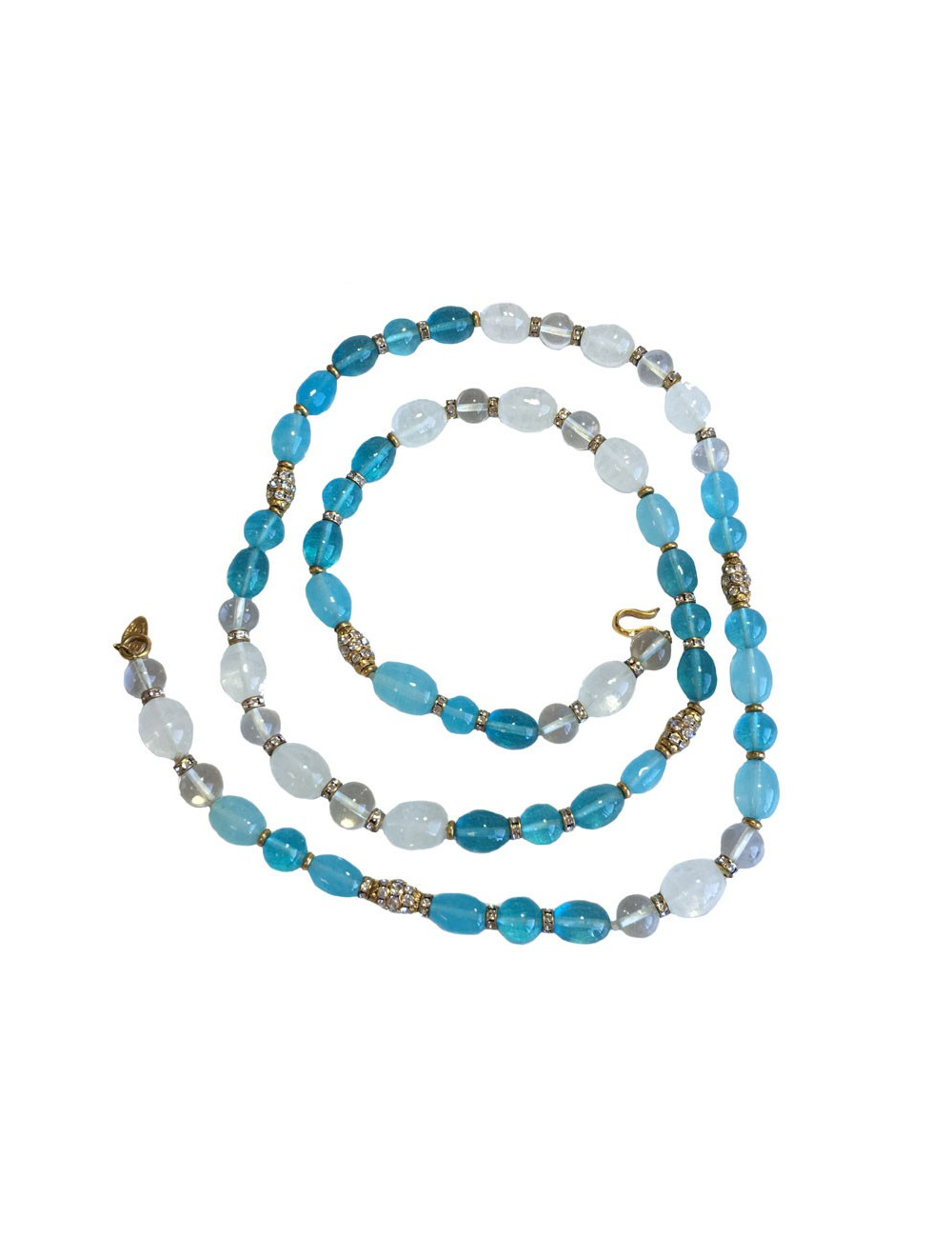 Sautoir CHANEL vintage en pâte de verre bleu et strass