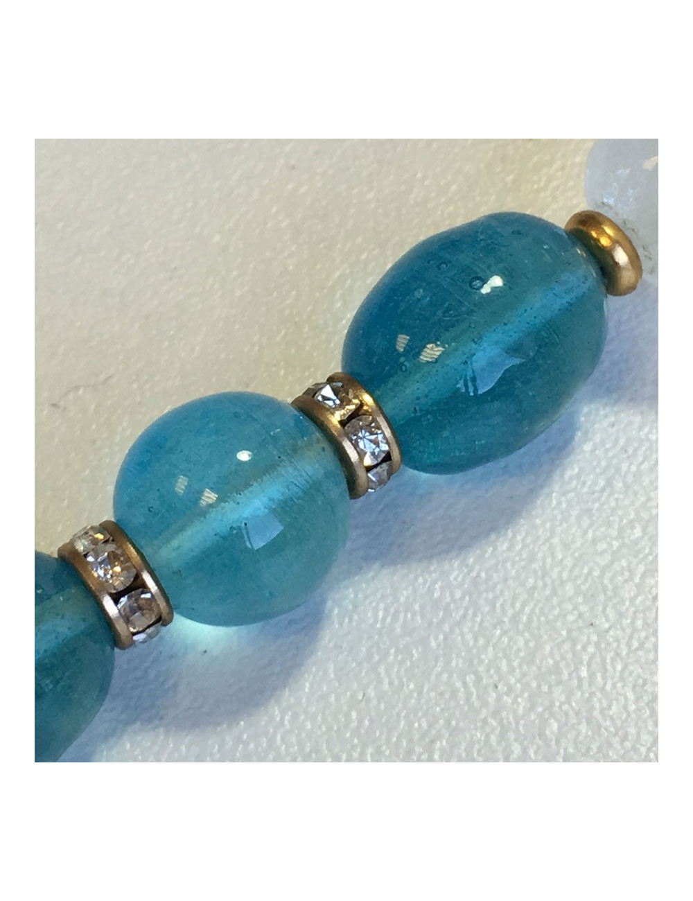 CHANEL vintage blue glass and rhinestone necklace