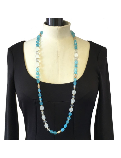 CHANEL vintage blue glass and rhinestone necklace