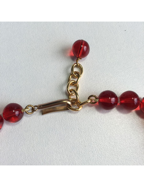 Collier MARGUERITE de VALOIS camélia en pâte de verre rouge