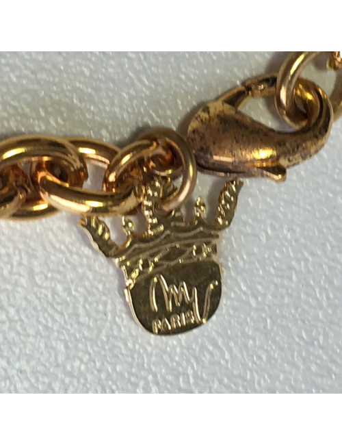 Collier MARGUERITE de VALOIS Fleurette en pâte de verre couleur saphir