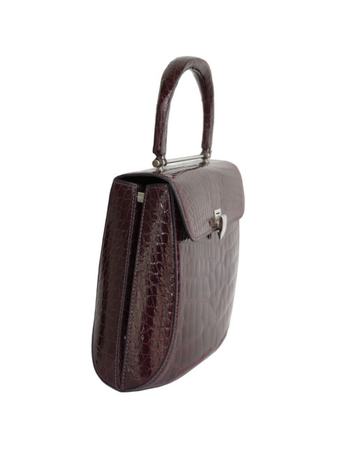 Sac ASPREY crocodile bordeaux