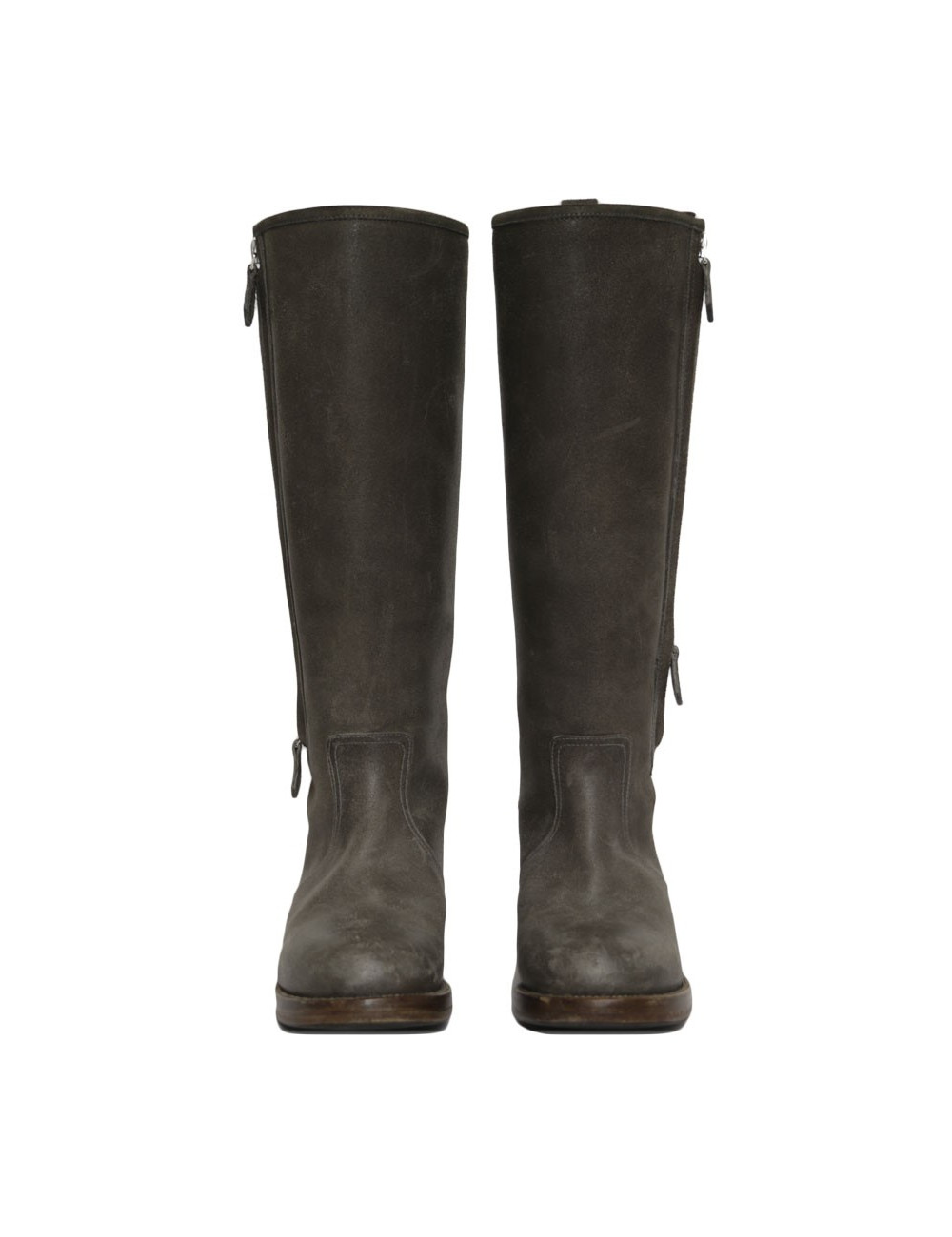 Bottes HERMES T 36 daim gris vieilli