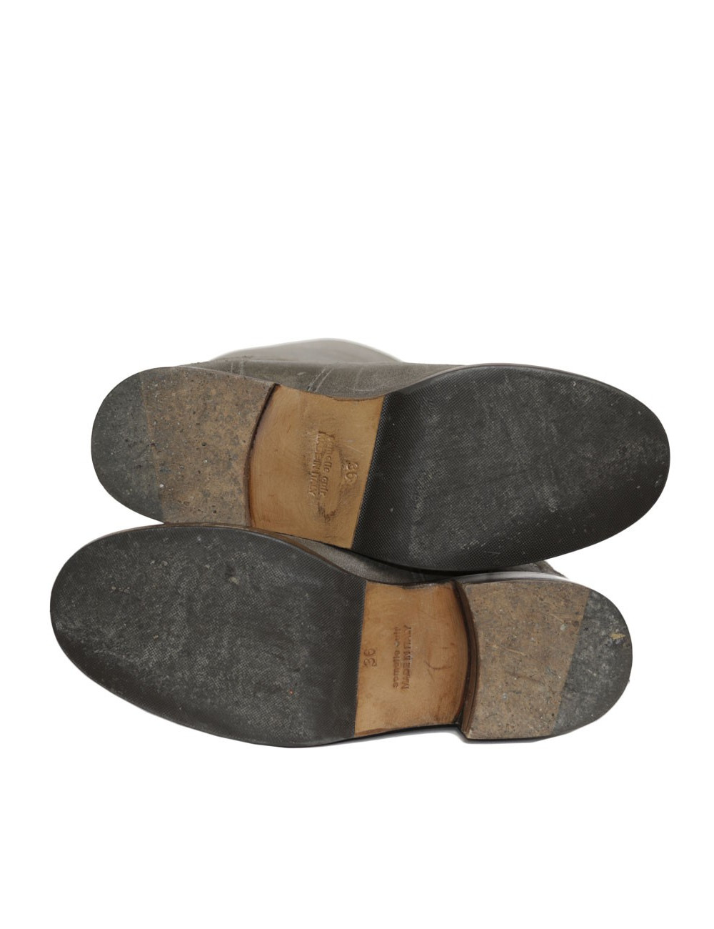 HERMES T 36 leather aged grey suede boots