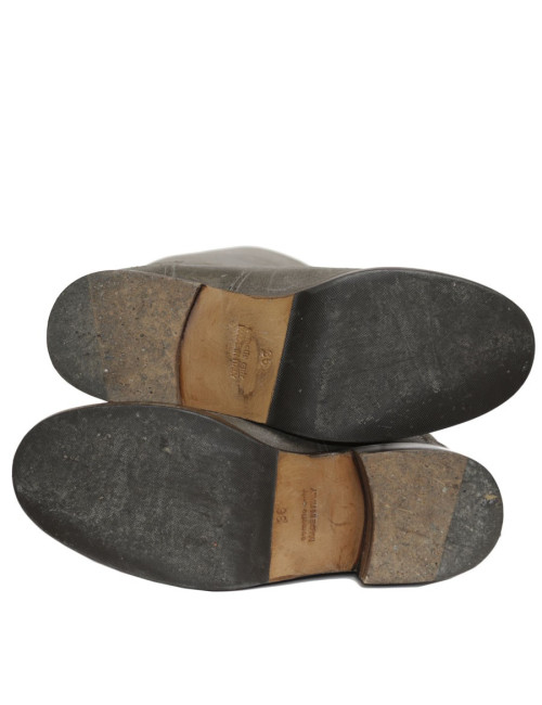 Bottes HERMES T 36 daim gris vieilli