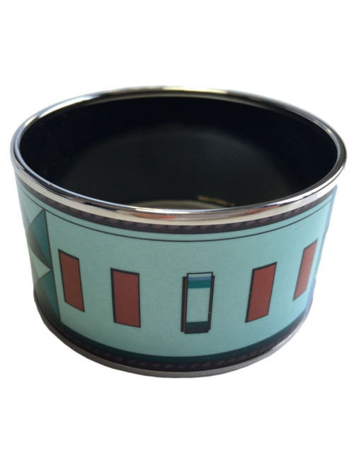 Bracelet HERMES en émail vert extra large