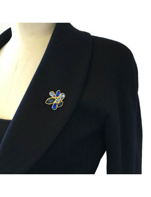 Pin’s YVES SAINT LAURENT strass bleu