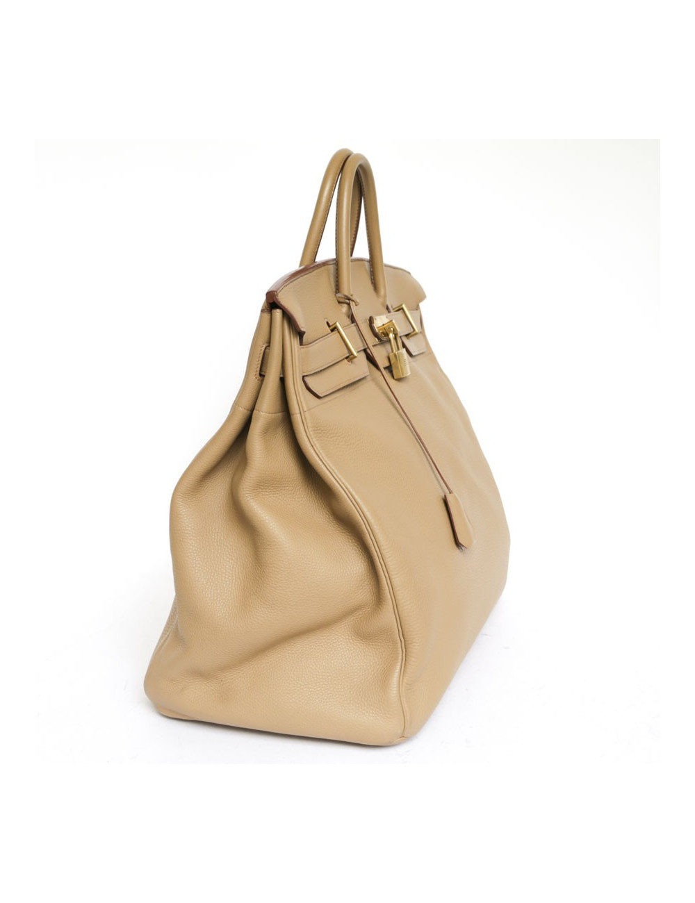 Top Backpack straps HERMES travel leather gold H