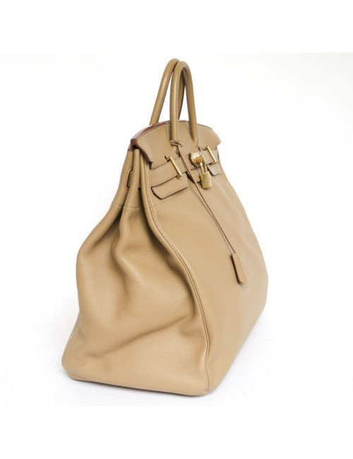 Top Backpack straps HERMES travel leather gold H