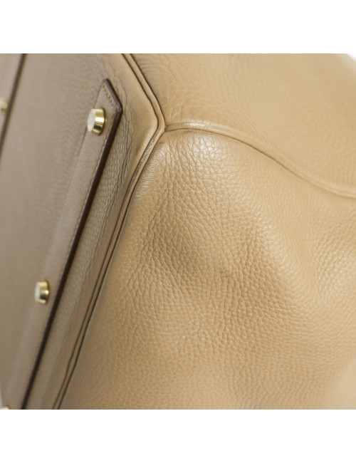 Top Backpack straps HERMES travel leather gold H