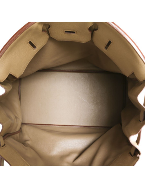 Top Backpack straps HERMES travel leather gold H