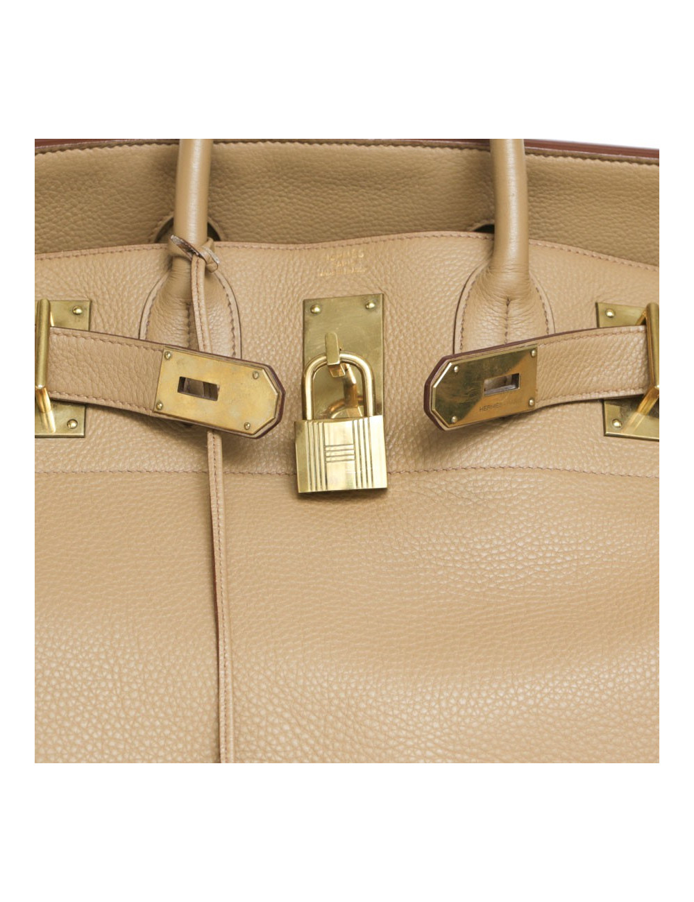 Top Backpack straps HERMES travel leather gold H