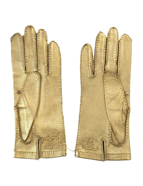 xxx Gants CHANEL cuir d'agneau dorés t 7.5
