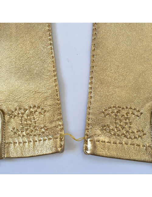 xxx Gants CHANEL cuir d'agneau dorés t 7.5