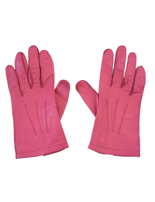Gants CHANEL en cuir de chevreau rose t 7