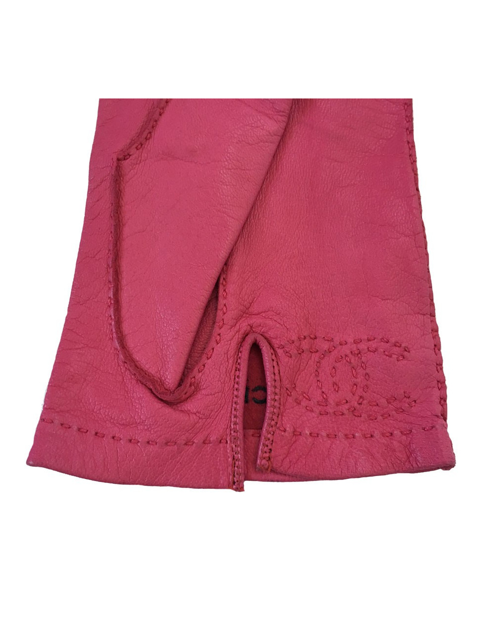 Gants CHANEL en cuir de chevreau rose t 7