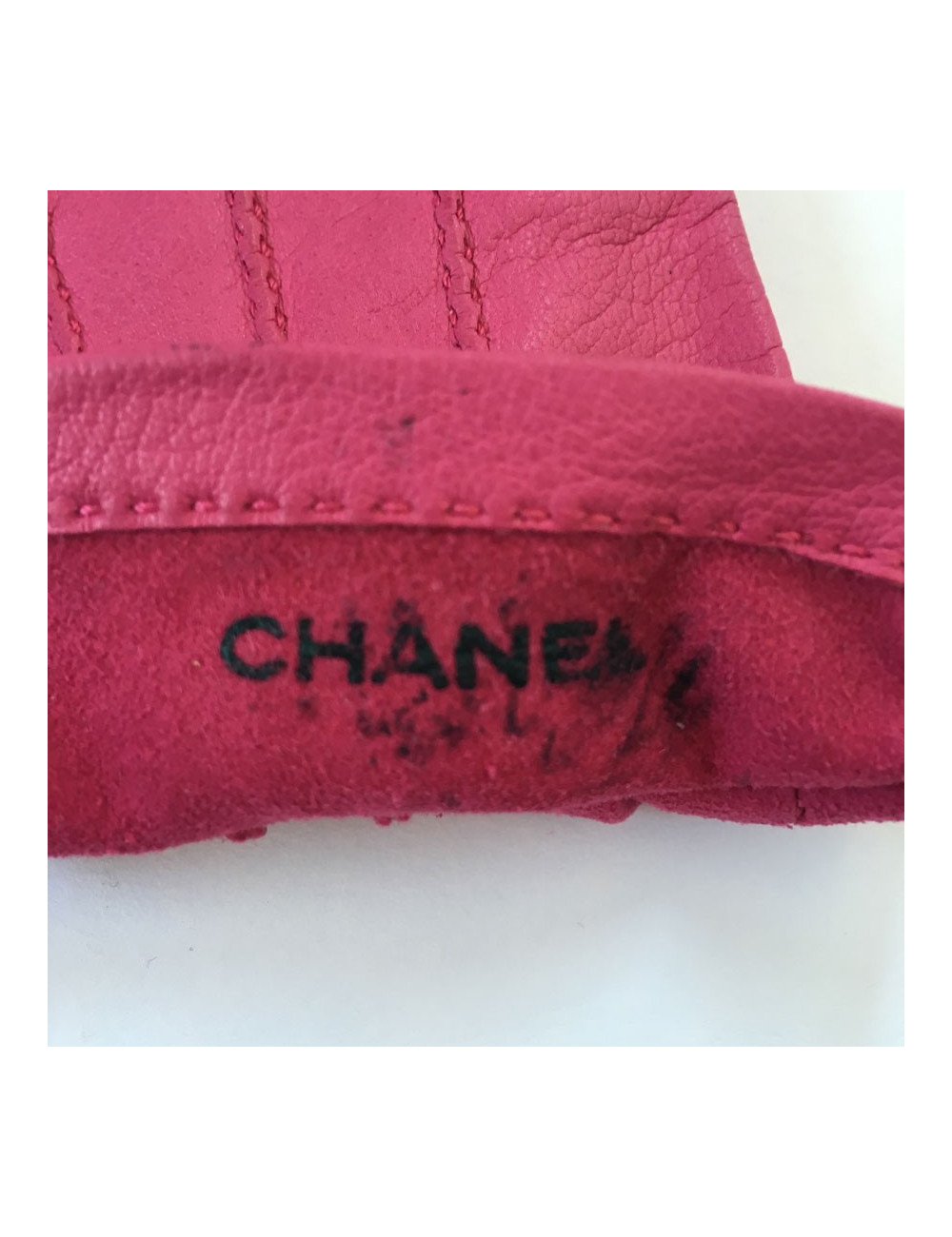 Gants CHANEL en cuir de chevreau rose t 7