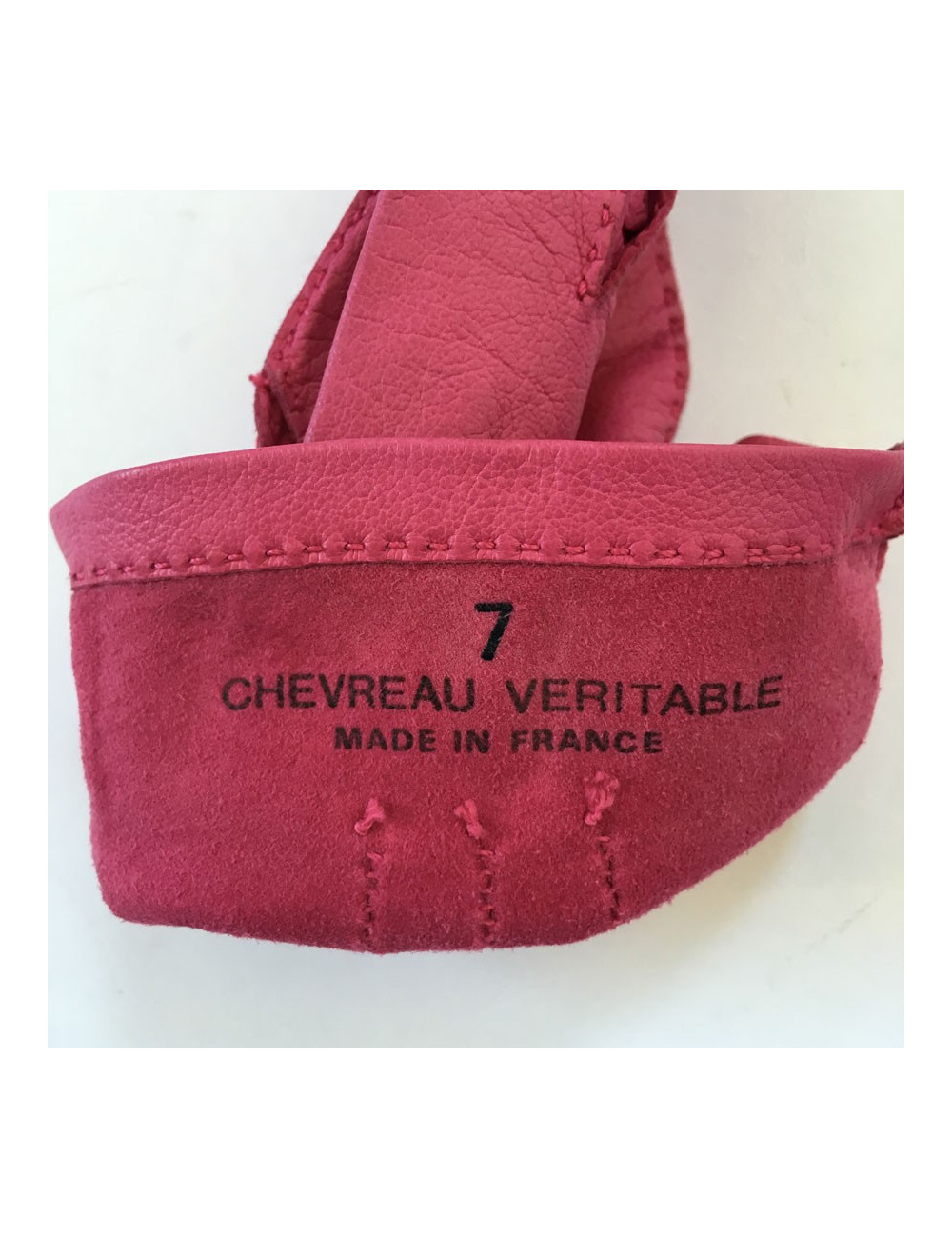 Gants CHANEL en cuir de chevreau rose t 7