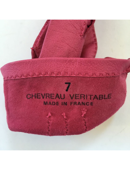 Gants CHANEL en cuir de chevreau rose t 7