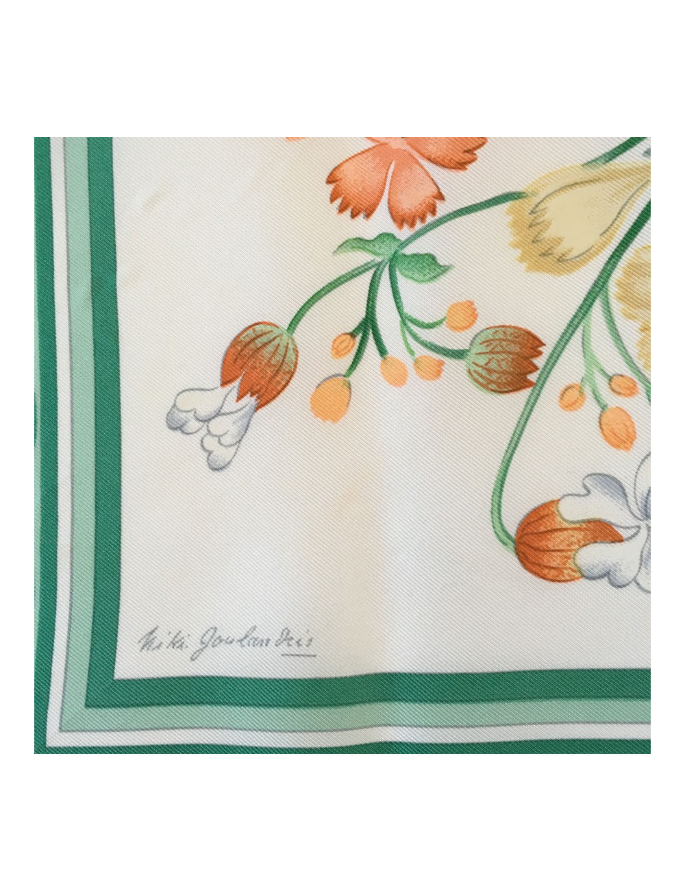 Carré HERMES "Oeillet sauvage et autres Caryophyllées" en soie multicolore