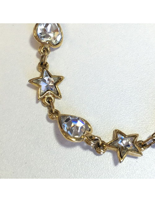 Bracelet YVES SAINT LAURENT strass et métal doré vintage