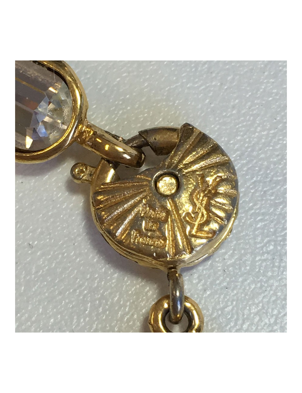 YVES SAINT LAURENT rhinestone and gold vintage metal bracelet