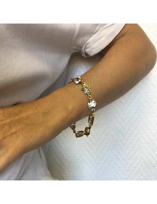 YVES SAINT LAURENT rhinestone and gold vintage metal bracelet