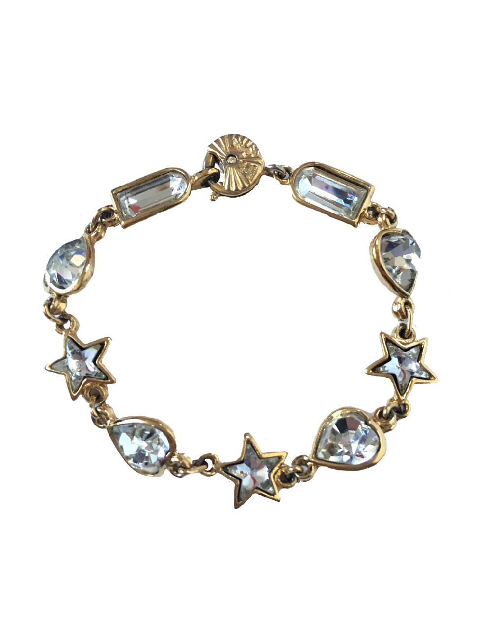 Bracelet YVES SAINT LAURENT strass et métal doré vintage