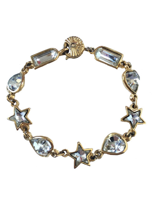YVES SAINT LAURENT rhinestone and gold vintage metal bracelet