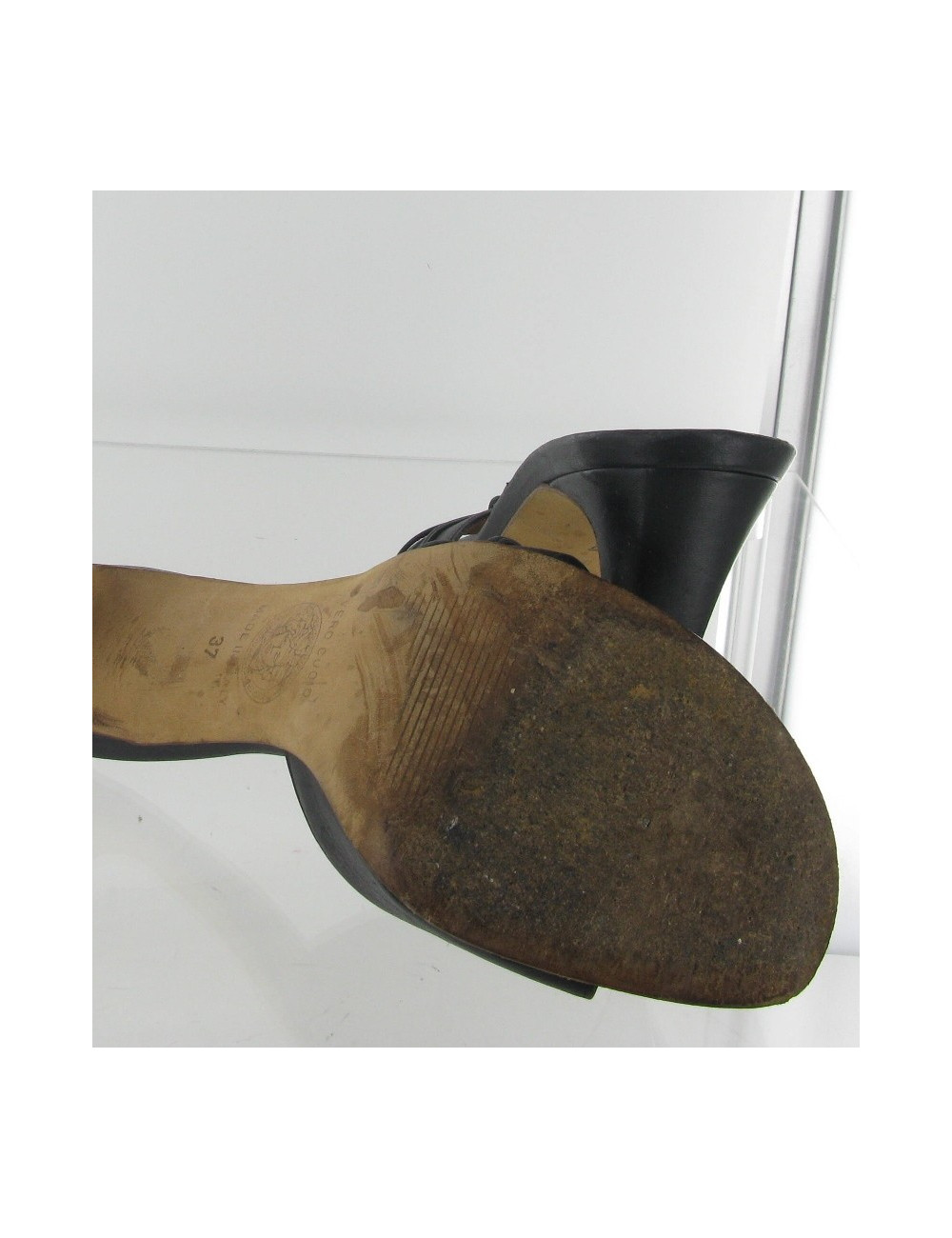 GIANNI VERSACE t 37 black leather mules