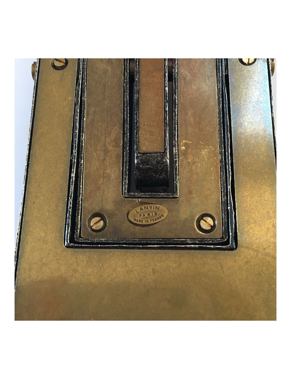 LANVIN pendant articulated in brass and rhinestones