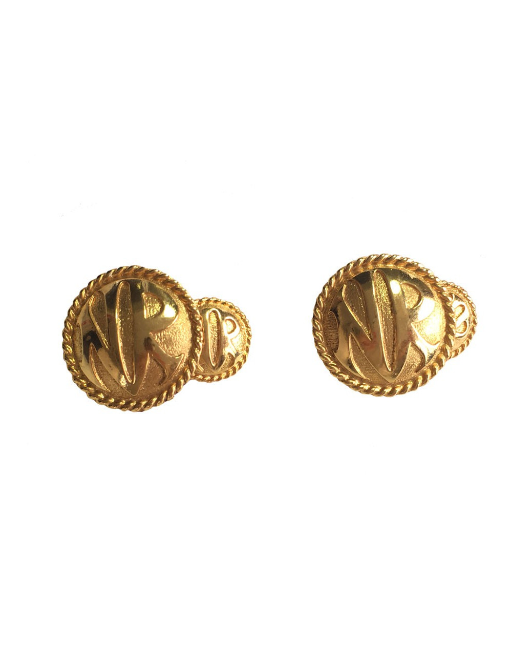 Boutons de manchette NINA RICCI ronds en métal doré