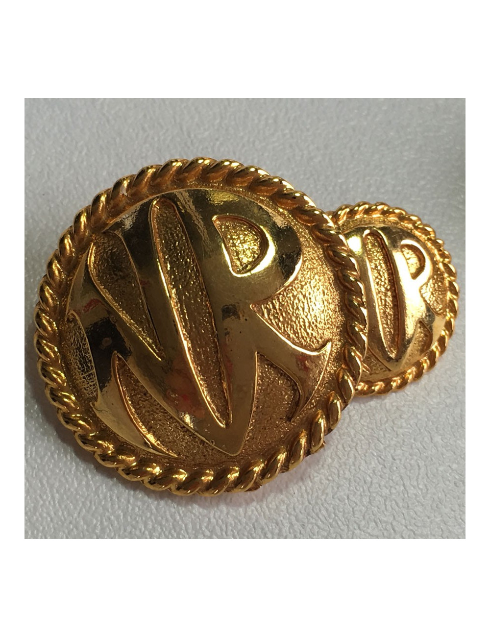 Boutons de manchette NINA RICCI ronds en métal doré