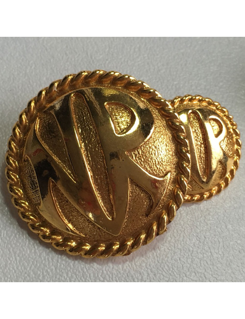 Boutons de manchette NINA RICCI ronds en métal doré