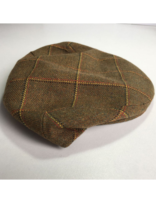 MOTSCH cap for HERMES "Edinburgh" collection in wool with khaki check pattern