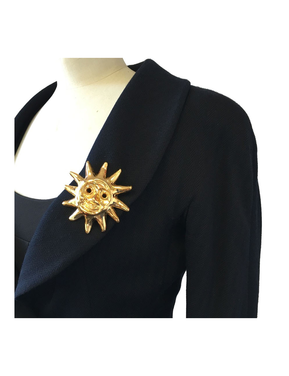 Broche CHRISTIAN LACROIX soleil en métal doré