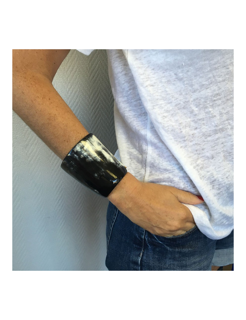 CELINE black Horn cufflinks