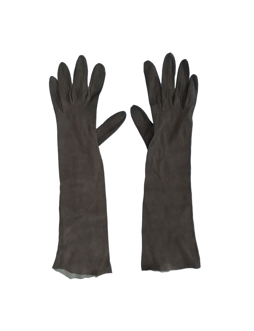 Gants mi-longs CHRISTIAN DIOR en suède marron