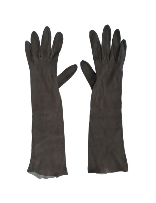Gants mi-longs CHRISTIAN DIOR en suède marron