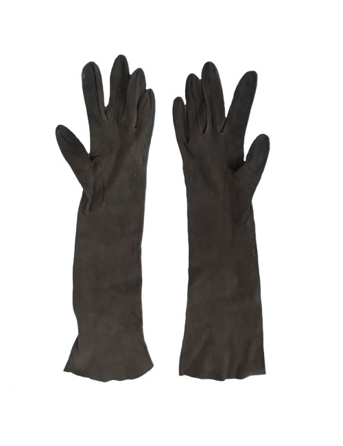 CHRISTIAN DIOR shoulder-length gloves brown suede