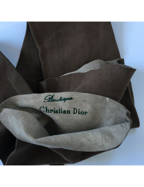 Gants mi-longs CHRISTIAN DIOR en suède marron