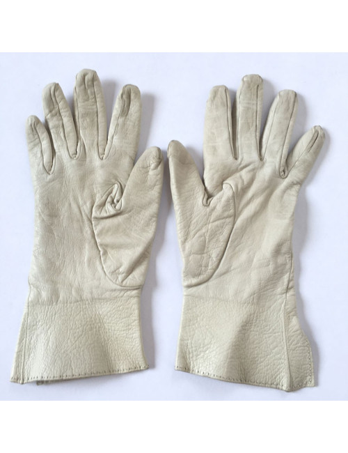 HERMES gloves in cream size lamb leather 7